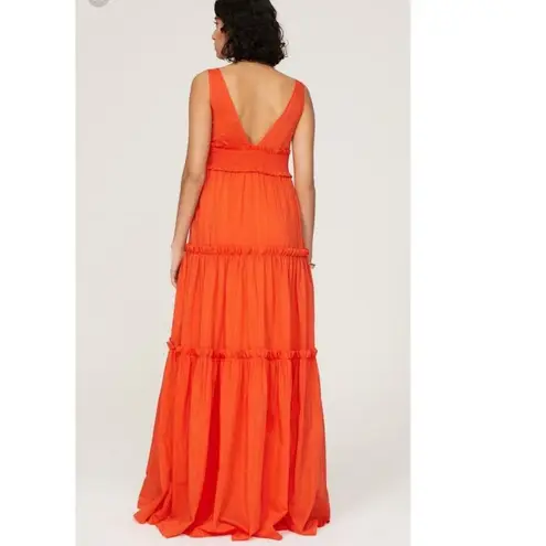 NICHOLAS Orange Mylah Plunge Neck Tie Front Beachy Boho Maxi Dress Size US 4