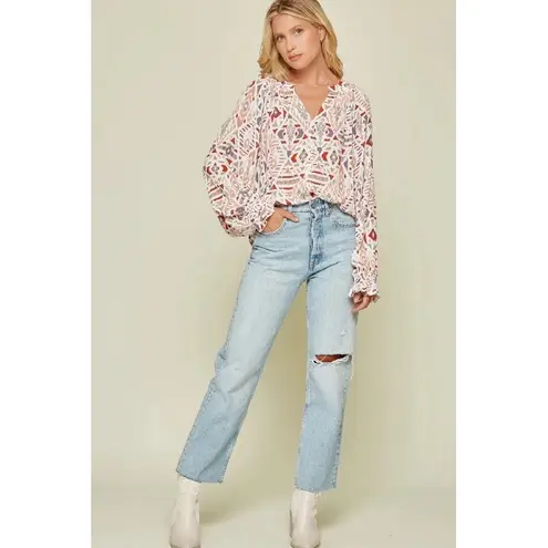 Andree by Unit Andree by Unit Modern Abstract Blouse Size 1X Long Sleeve Lightweight Artsy - Image 13