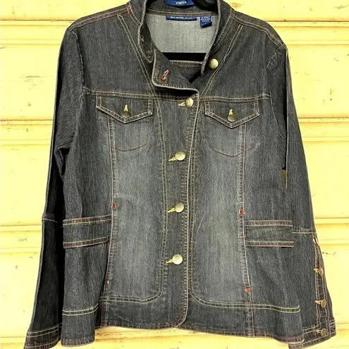 Bill Blass Vintage Jean Jacket, dark wash stretch, size L