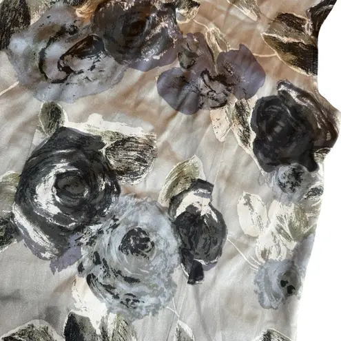 Piazza Sempione Size 2 Sleeveless Silk Button Up Vest Gray Rosette Floral Print