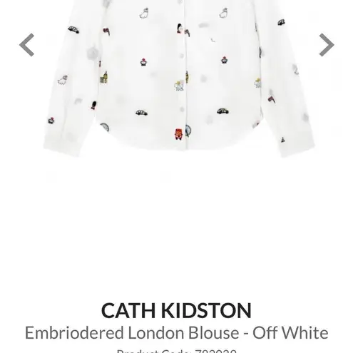 Cath kidston london white button down embroidered blouse 8 White