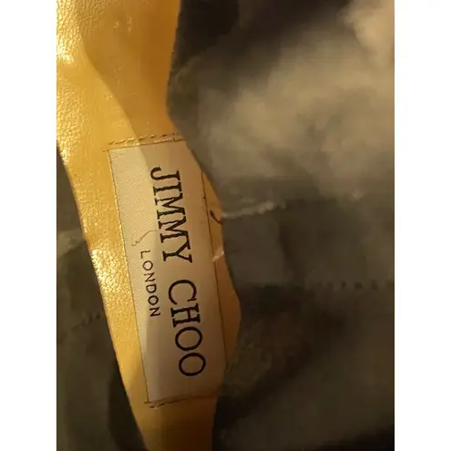 Jimmy Choo London Suede Ankle Boots Gold Accent Block Heel Italy size 39 8.5-9 - Image 5