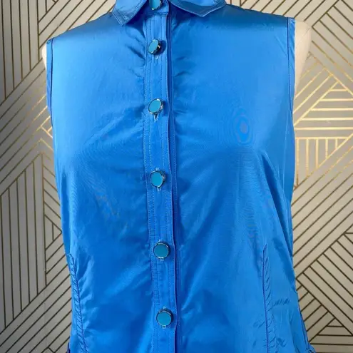 Adam Lippes Adam Plus Eve Shirt Dress Sleeveless Mini Button Tie Blue Size 6