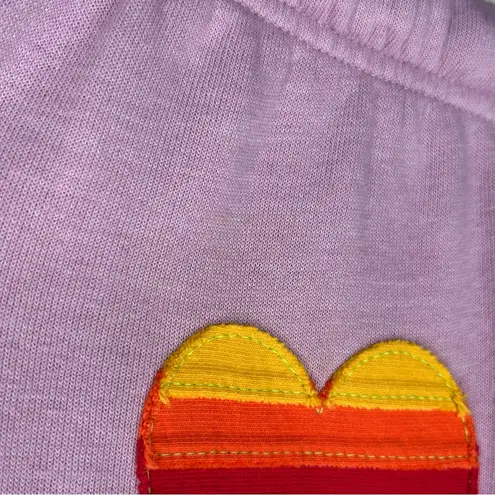 Aviator Nation Rainbow Heart Stitch Sweatpants Mauve large