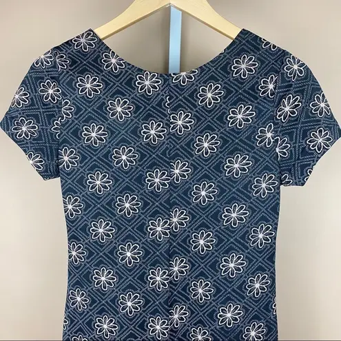 Vintage Boho Small Maxi Daisy Crewneck Short Sleeve Dress Hippie 90’s Formal Black