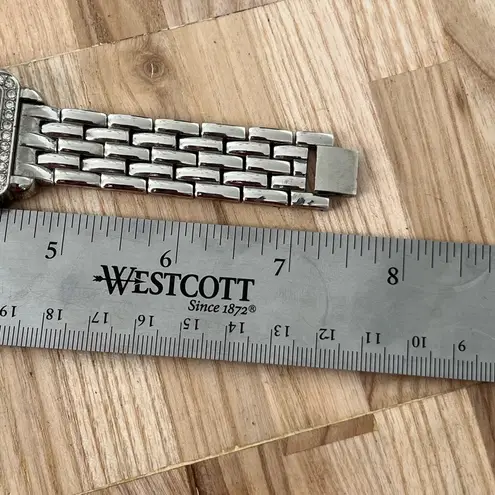 Côte d’Azur Ladies Watch Crystal Embellishments Square Pearl Dial Metal Bracelet Silver