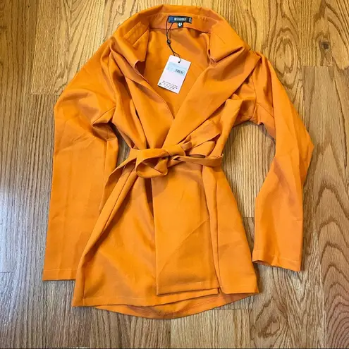 Missguided  orange tie waist double breasted blazer size 6