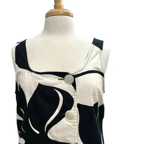 Tori Richard Hawaiian Floral Tropical Sleeveless Mini Dress Black White size 14 - Image 2
