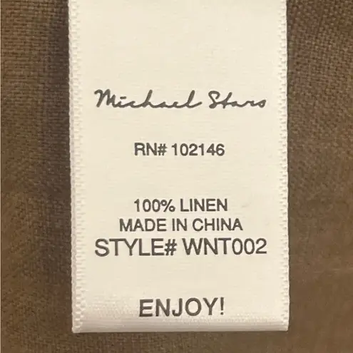 Michael Stars NEW greta short sleeve linen dress dolmam brown khaki size small