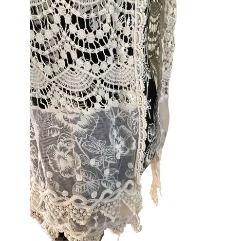 Lauren Michelle Knit Lace Cardigan Floral Boho Bohemian Indie Hippie Size M