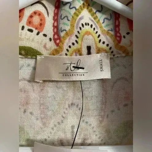 NWT Stile_Perlei linen/cotton blend, cream paisley patterned romper; size S