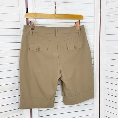 INC International Concepts Cuffed Hem Bermuda Shorts Khaki Tan 6
