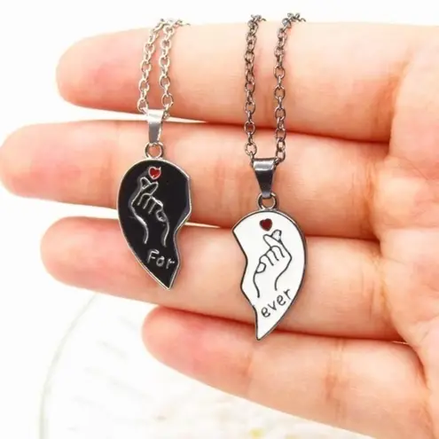 Couple Necklace Set Silver