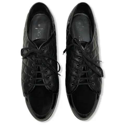 Aquatalia Quilted Black Leather Platform Oxford Sneakers