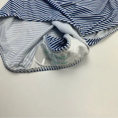 Sea Level Swim Blue White Striped One Piece Swimsuit Womens US 12 NEW *FLAW