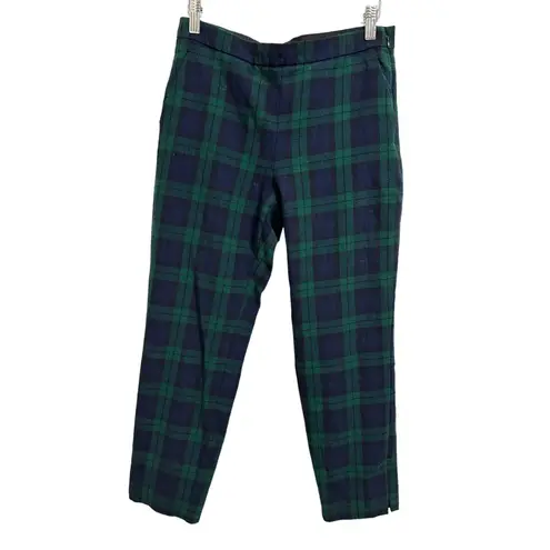 J.crew chic green black watch plaid Martie pants size 4 #H3704 Green