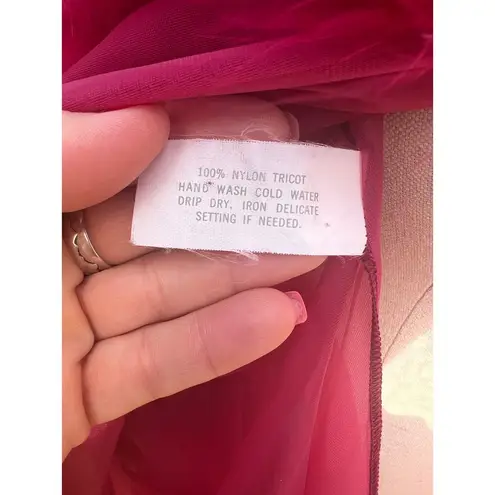 VTG Jenelle of California Merlot Robe Lingerie Marabou Feather 100% Nylon XL? Red Size M