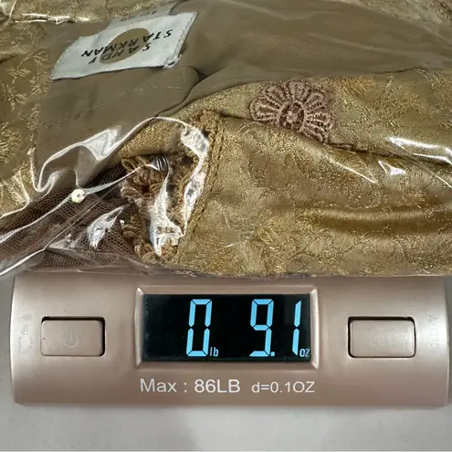 Sandy Starkman Silk Brocade Beaded Ruffle Lace Jacket M | Fairycore Regencycore Gold Size M