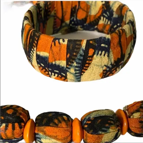 Unlisted Jewelry Set Necklace bracelet Handmade Boho Beaded Fall African Statement Orange