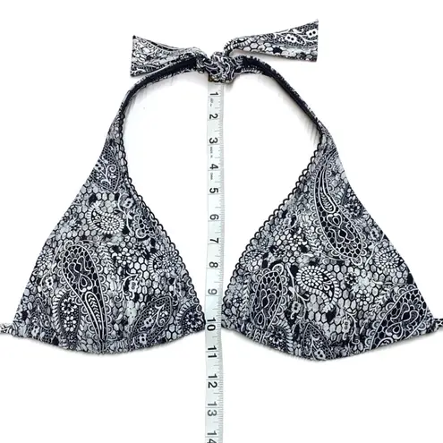 Gideon Oberson Paisley Snake Skin Halter Bikini Top Black Size undefined