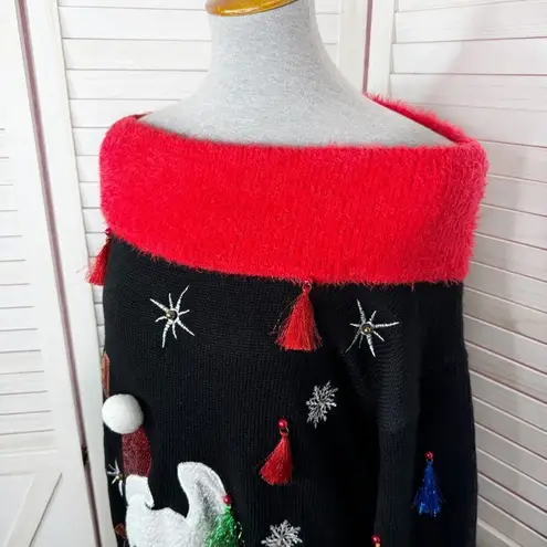 Holiday Time Holiday Time La La Llama Ugly Christmas Tunic Sweater Black Small - Image 6