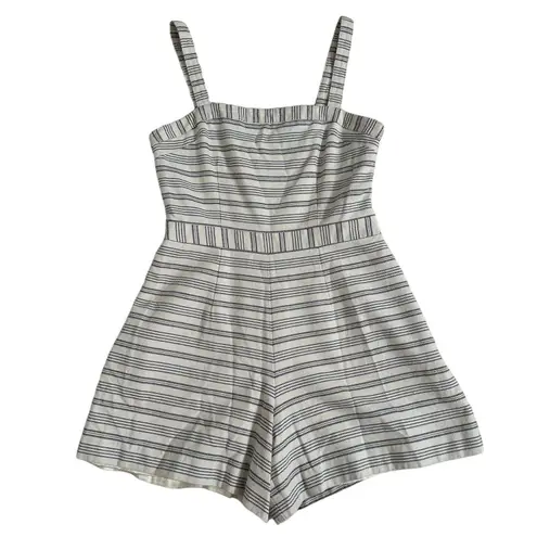 Anthropologie Paper Crown Womens S Romper Lined Shorts Zipper Jumper Cream Navy