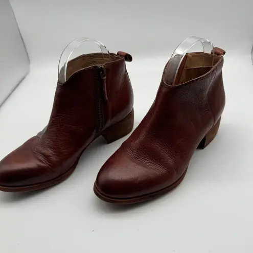 Sofft Leather Ankle Booties Sz 6.5 Western Rodeo Cowboy Brown Zip Up Block Heel