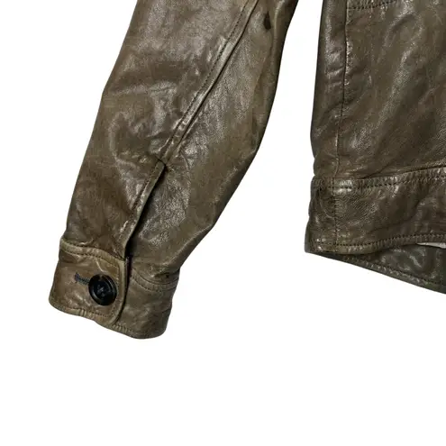 Gap  Leather Moto Peacoat Jacket‎ Women's Small FA08 Bronze Double Breasted Small