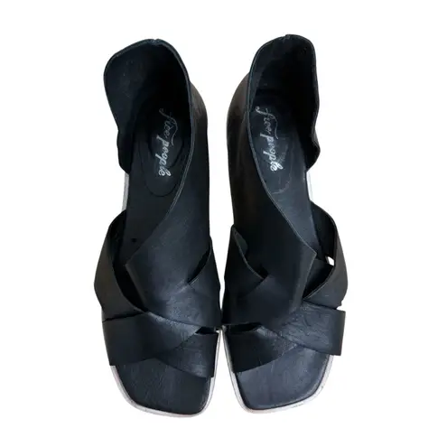 Free People  Sun Valley Leather Sandals Open Toe Black Women’s Sz 41