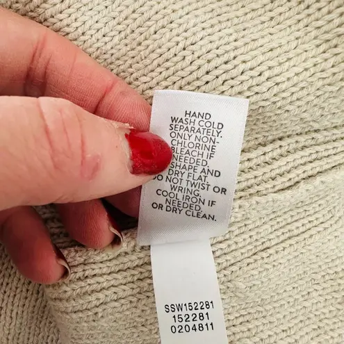 J Jill Linen Blend Short Sleeve Sweater Embroidered Flower Pullover Size XL Boho Tan