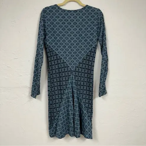 Ace & Jig  Blue Patchwork Lagenlook Long Sleeve Mini Dress Womens XS Boho Swing