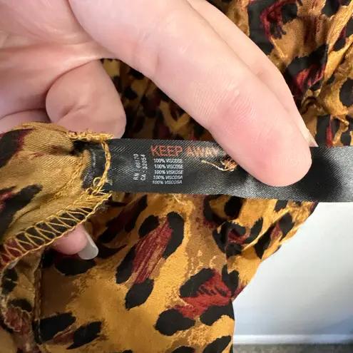 Anthropologie BY  Leopard Print Romper Size Medium Short Sleeve Satiny Playsuit