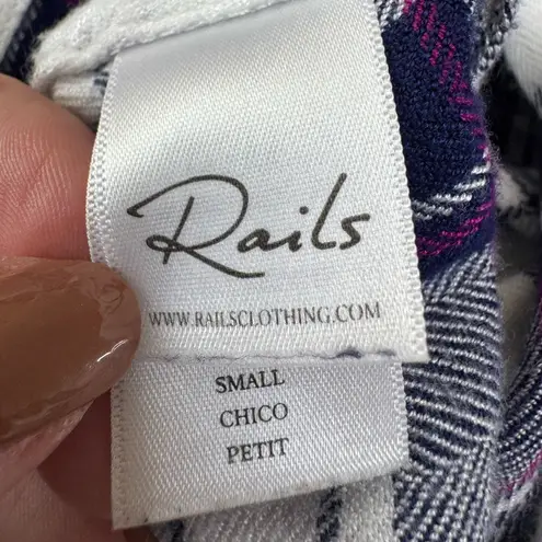 Rails Plaid Flannel Button Down Hunter Shirt in White Navy Orchid sz Small $158