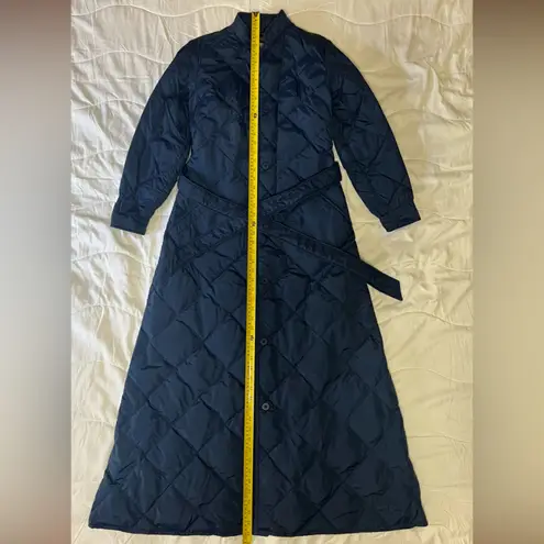 Eddie Bauer  Navy Quilted Goose Down Long Coat