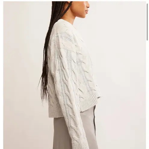 Free People  Washed Cable V Neck / Pale Blue