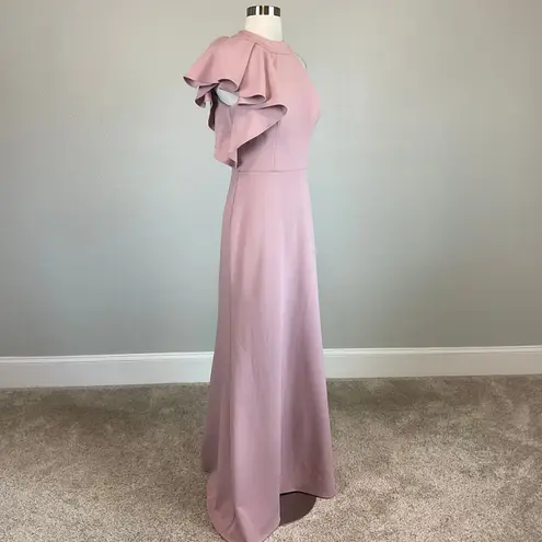 Betsy and Adam Sleeveless Ruffled A-Line Evening Gown Pink Size 6 Formal Dress