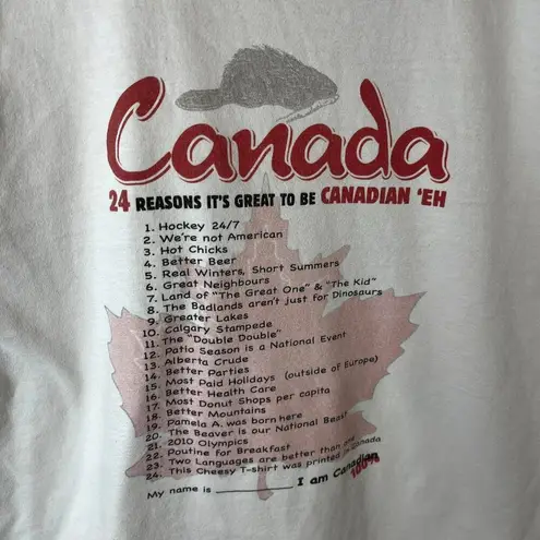 Canada Humor T Shirt Vintage Y2K Medium M White Graphic Tee