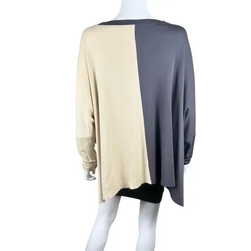 PLANET by Lauren G Lagenlook Two Tone Oversized Swing Top Gray Size undefined