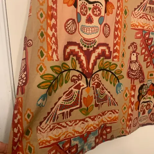 Source Unknown Mexican Theme Calavera & Peacock Midi XL Dress. 2830