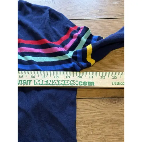 Lands End Cardigan Size Small Multicolor Colorblock Stripe Open Top Preppy City