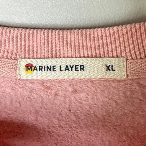 Marine layer Womens Sweatshirt Dress XL Seashell Pink 3/4 Sleeve Raw Hem Pockets