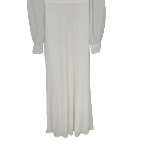 Lulus Talk About Divine White Long Sleeve Backless Maxi Dress Size M Size M