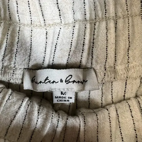 Hunter & Brown Linen Blend Shorts & Top Set Women's Size Small Beach Boho Tan