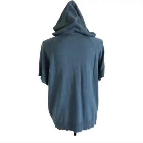 Lilla P Hooded Short Sleeve Blue Pullover Size S