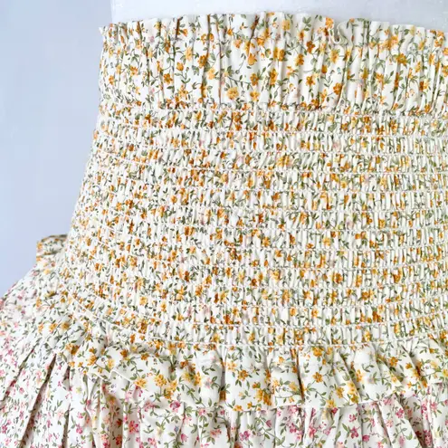 Petersyn New Floral Print Tiered Ruffle Smocked Skirt Asia Patio