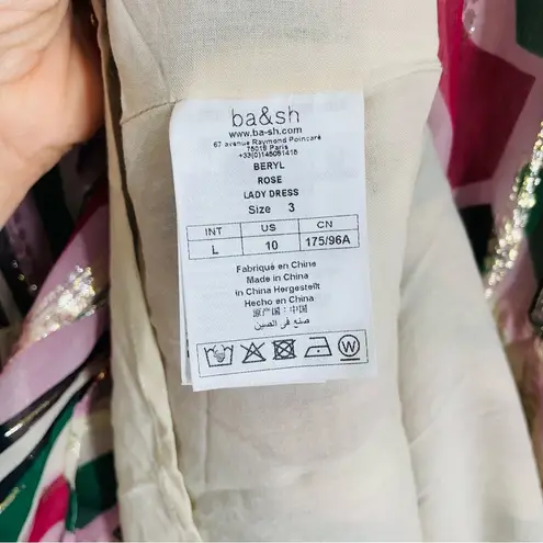 Ba&sh Beryl Rose Silk Faux Wrap Midi Dress size L (10) as seen on Kelly Ripa