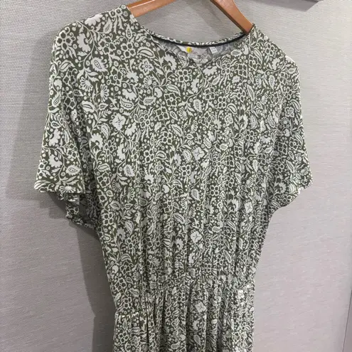 Boden Flutter Sleeve Jersey Dress In Pea Oriental Paradise Size 8P Green