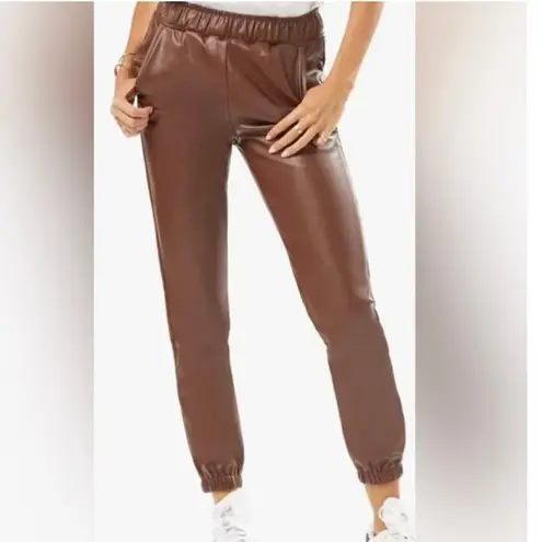 We Wore What Vegan Leather Joggers Brown Butter Soft Med