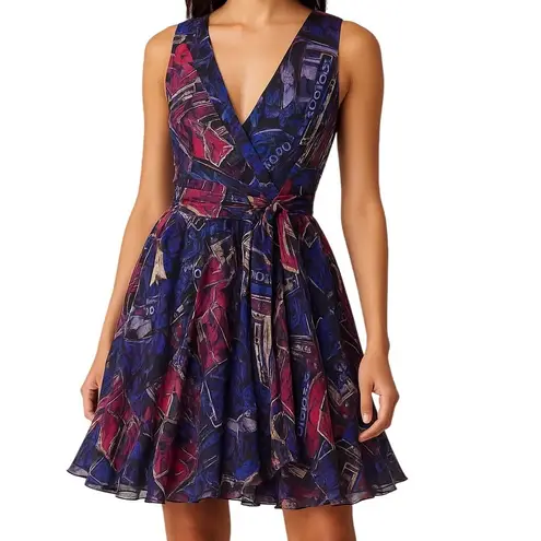 Diane von Furstenberg DVF Silk Wrap Dress Sz 6 Multicolor Abstract Whimsigoth Purple