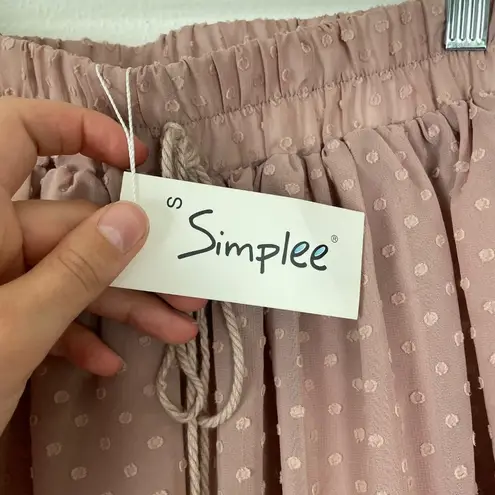 Simplee Apparel NWT Simplee Sz S Blush Pink Swiss Polka Dot Elastic Waist Balletcore Skirt